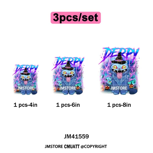 Cute Blue Tiger Idol Group Characters Kpop Halloween Pumpkin Iron on DTF Washable Transfers Stickers Ready to Press for Textile