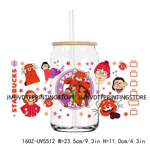 Cartoon Little Mermaid Princess Friends UV DTF Sticker For 16OZ Libbey Glass Cup Can Wrap Transfer Sticker Custom Label DIY Logo