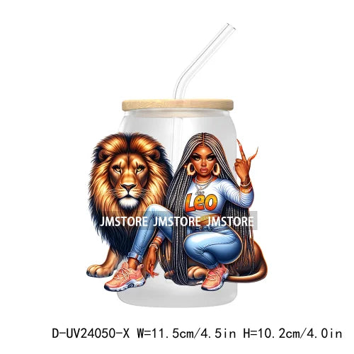 Black Girl Zodiac UV DTF Transfers Stickers Decals For Libbey Cold Cups Mugs Tumbler Waterproof Hip Hop African American Woman