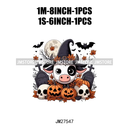 Ghost Highland Cows Western Pumpkin Skeleton Fall Dead Rip Coffin Cross Halloween DTF Iron On Transfers Stickers For Sweatshirt