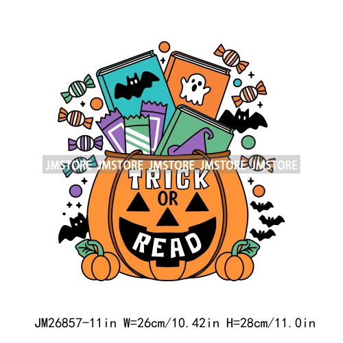 Custom Trick Or Read Ghost Witches Spooky Book Club Decals Bookish Girly Halloween DTF Iron On Transfers Stickers For T-shirts