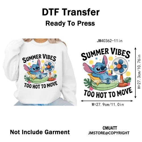 Aloha Flower Summer Vibes Cartoon Animal Vacation Life Designs Iron on DTF Washable Transfers Sticker Ready to Press for Clothes