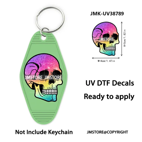 Fall Halloween Quotes Spooky Boo UV DTF Motel Keychain Decal Ready To Ship Durable Transfer Stickers Prints For Hotel Keychain