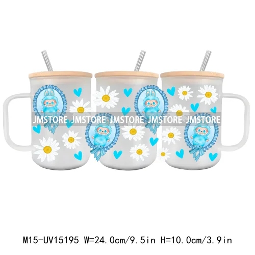 Cartoon Mirror Coquette 15OZ Glass Mug UV DTF Cup Wrap Ready To Apply Waterproof High Quality Custom Prints For Mugs Cup Tumbler