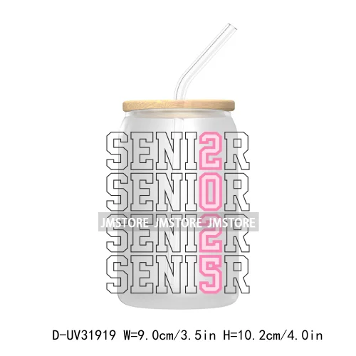 Senior 2025 College Grad UV Sticker Decals For Libbey Cold Cups Mugs Tumbler Transfer Stickers Waterproof Labels Graduation Cap