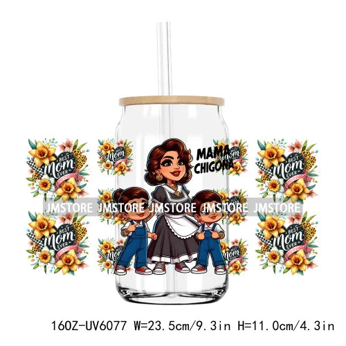 Cartoon Mama Chingona Chicana 16OZ UV DTF Cup Wrap Transfers Stickers Custom Labels Durable Waterproof Logo For Libbey Glass Can