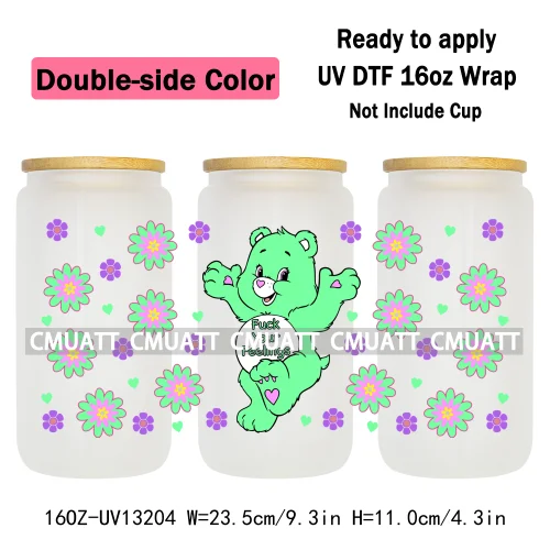 Double Side Color UV DTF Cup Wrap Transfer Stickers For 16oz Libbey Glass Customizable Durable Waterproof Selfadhesive Stickers