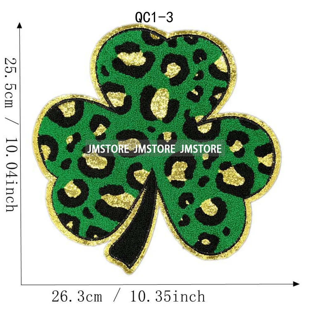 Fashion Clover Lucky Shamrock Irish St Patrick's Day Embroidery Iron on Chenille Patches For Sweatshirts Bags