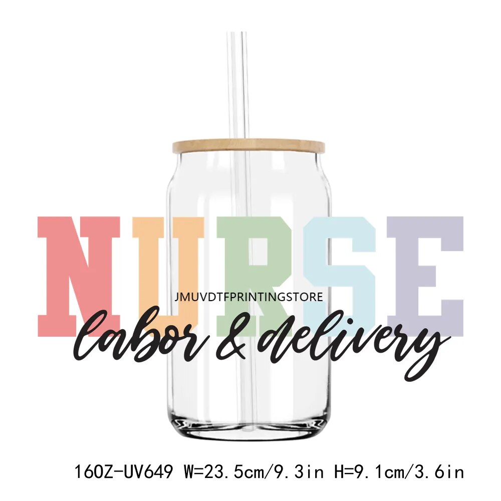 Western Registered Nurse 16OZ UV DTF Cup Wrap Transfers Stickers Custom Labels DIY Durable Waterproof Logo For Libbey Glass Can