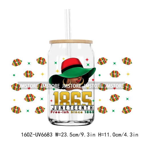 1865 Vibes Juneteenth Sunflower 16OZ UV DTF Cup Wrap Transfer Stickers Custom Label Durable Waterproof Logo For Libbey Glass Can