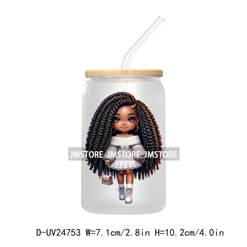 Cute Little Black Boy Girl UV DTF Transfer Stickers Decals For Libbey Cold Cups Mugs Tumbler Waterproof DIY Craft Cool Afro Kids