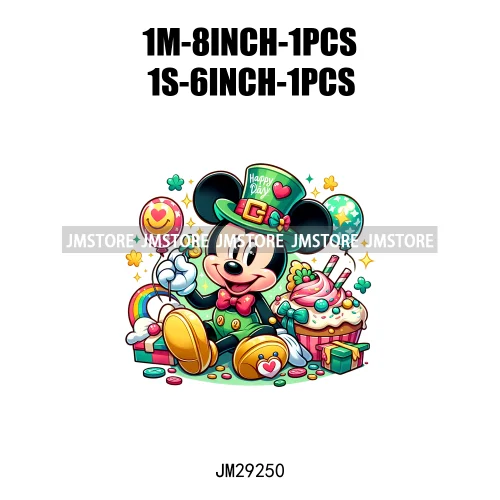 Cute Cartoon Character St Patrick's Irish Day Shamrock Lucky Vibes Iron On DTF Transfers Stickers Ready To Press For Hoodies