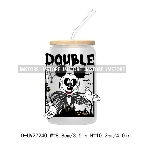 Cartoon Princess Couple Halloween Double Trouble UV DTF Transfer Stickers Decals For Libbey Cold Cup Mug Tumbler Waterproof Logo