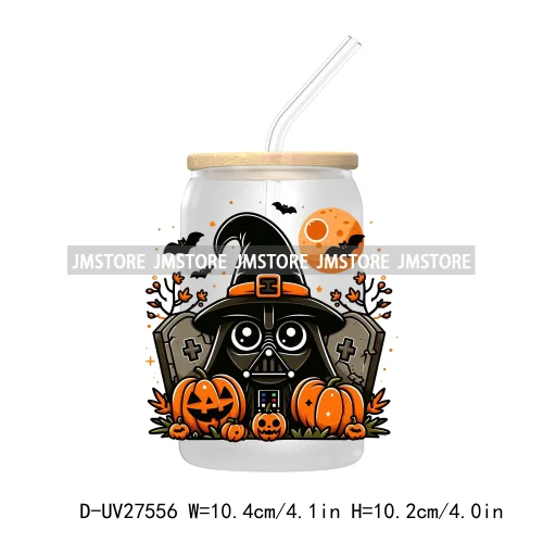 Cartoon Halloween Highland Cow UV DTF Transfer Stickers Decals For Libbey Cold Cups Mug Tumbler High Quality Labels Spooky Skull