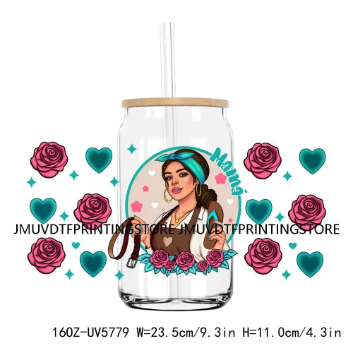 Chingona Chicana Mom 16OZ UV DTF Cup Wrap Transfer Stickers Chibi Mama Custom Label Durable Waterproof Logo For Libbey Glass Can