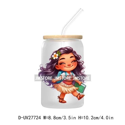 Cartoon Princess Back To School UV DTF Transfer Stickers Decals For Libbey Cold Cups Mugs Tumbler First Day Of School Students