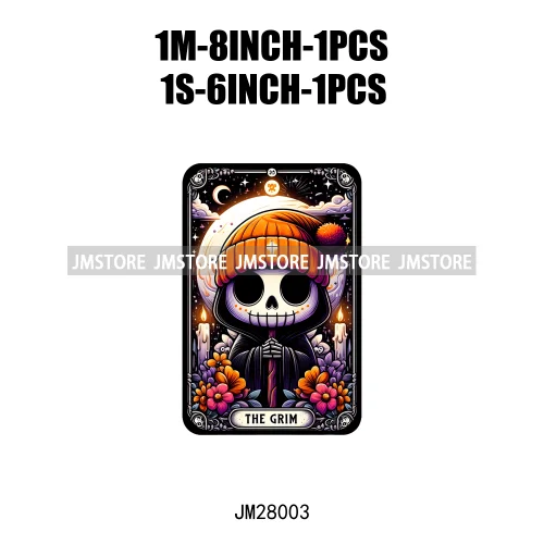 Spooky Halloween Tarot Card Pumpkin Skeleton Ghost Flower Iron On DTF Transfers Stickers Ready To Press For Sweatshirt Bags