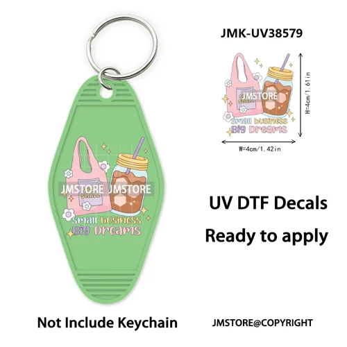Positive Quotes Books Coffee Lover Girly UV DTF Motel Keychain Decal Ready To Ship Transfer Stickers Prints For Hotel Keychain