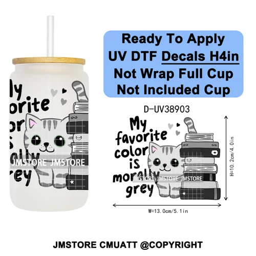 Fantasy Book Lover Gifts Positive Quotes UV DTF Decals Ready To Apply Waterproof Transfer Stickers For 16OZ Libbey Glass Can Cup