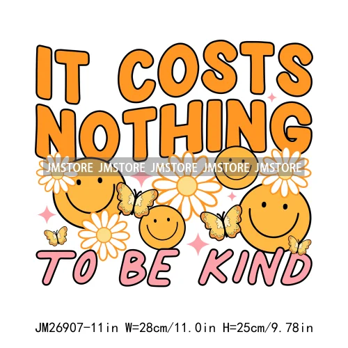 Washable Good Vibes To Be Kind Book Lover Keep Going Floral Mental Health DTF Iron On Thermal Transfers Stickers For Hoodies