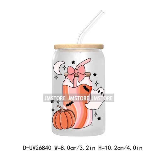 Spooky Halloween Book Club 16OZ UV DTF Cup Wrap Transfer Stickers Custom Labels Waterproof Logo For Libbey Glass Can Fall Season