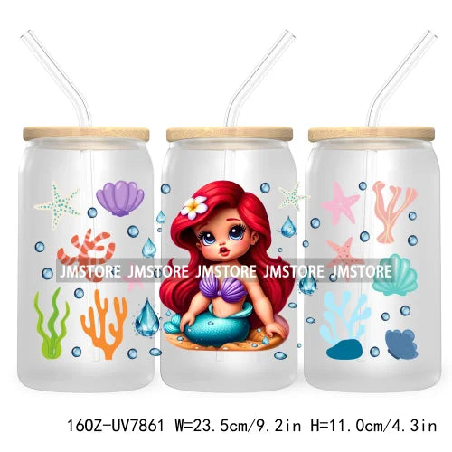 Cute Baby Princess Queen 16OZ UV Cup Wrap DTF Transfer Stickers For Libbey Glass Can Cups Tumbler Waterproof Labels Best Friends