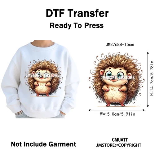 15cm 5.9in Kid Cute Silly Baby Pet Animal Iron On DTF Heat Transfer Sticker For Clothes Vinyl Thermal Washable T-Shirts Decals