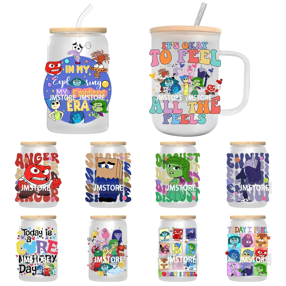 Cartoon Characters Emotions UV DTF Transfer Stickers Decals For Libbey Cold Cups Mugs Durable Custom Labels Mental Health Matter