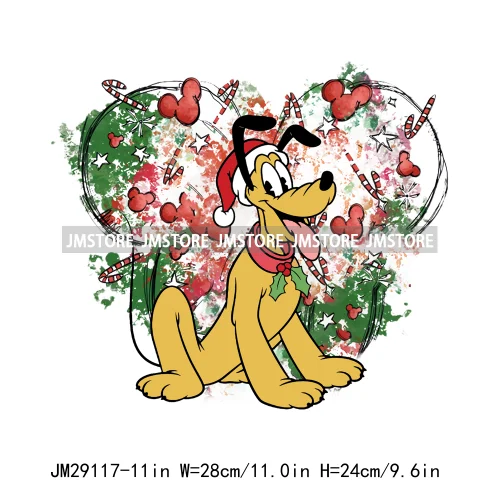 Cartoon Animal Character Merry Christmas Holiday Season Iron On DTF Transfer Stickers Logos Ready To Press For Hoodies