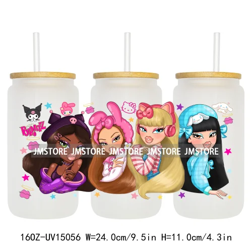 Cartoon Girl Coquette Bow UV DTF Stickers Ready to Transfer Cup Wrap Custom Labels DIY Craft For Libbey Can Glass Tumblers Mugs