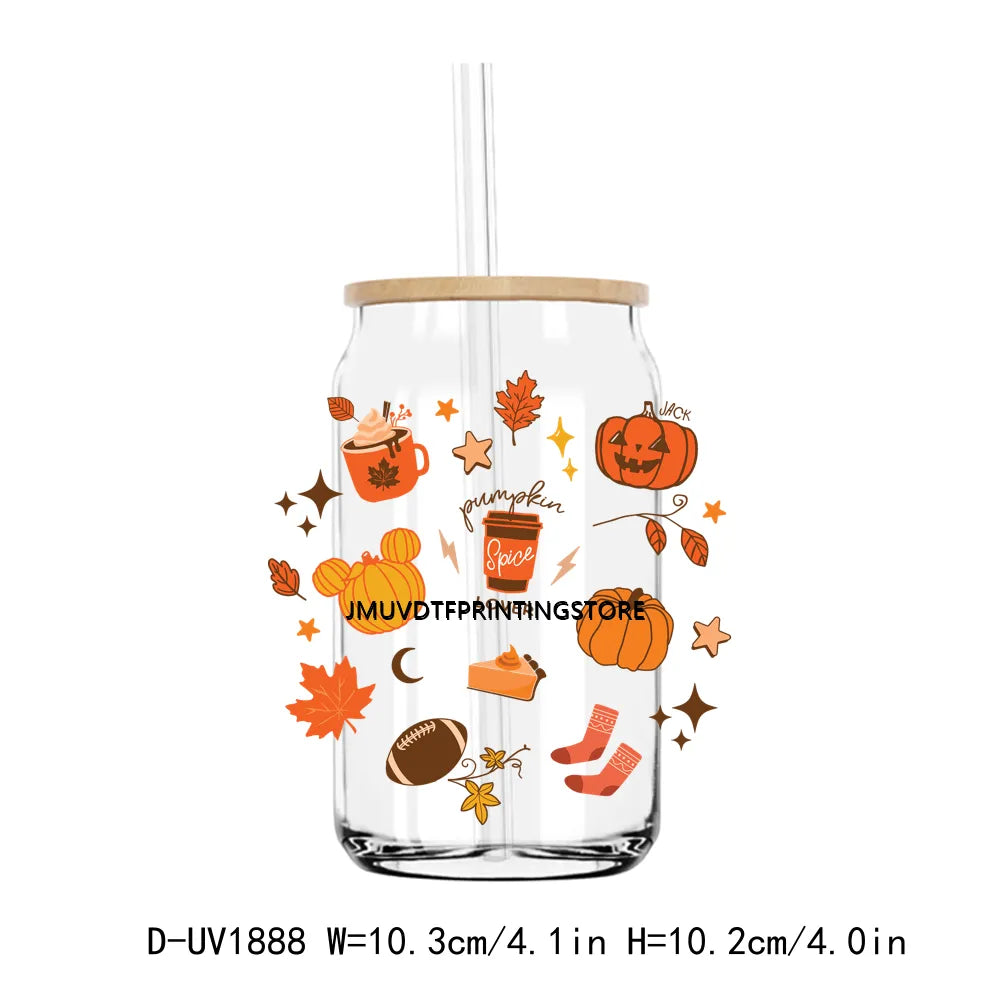 Cozy Pumpkin Sesaon Fall Vibes Leaves UV DTF Transfers Stickers Decals For Libbey Cold Cups Mugs Tumbler Waterproof DIY Craft