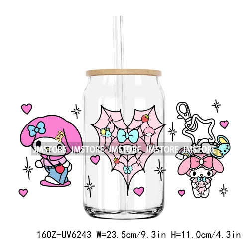 Love Cartoon Couple Best Friends 16OZ UV DTF Cup Wrap Transfer Sticker Custom Label Durable Waterproof Logo For Libbey Glass Can