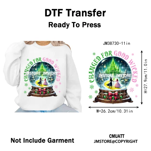 Magic Musical Movies Bad Good Witches Team Pink Green Coquette Iron on DTF Heat Transfers Stickers Ready to Press for T-shirts