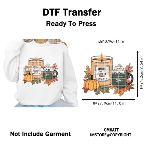 Autumn Festival Fall Season Stars Movie Girls Town Book Lover Iron on Washable DTF Transfers Stickers Ready to Press for Hoodies