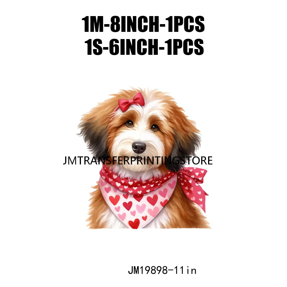 Puppy Valentine's Day Animal Love Cute Dog Heat Press Iron On DTF Heat Transfers Stickers Ready To Press For Shirts