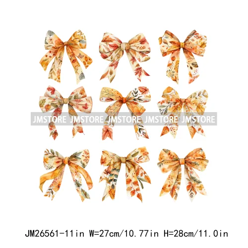 Fall Floral Coquette Bow Religious Jesus Autumn Girly Take Me To Pumpkin Patch DTF Iron On Transfers Stickers For T-shirt Bags