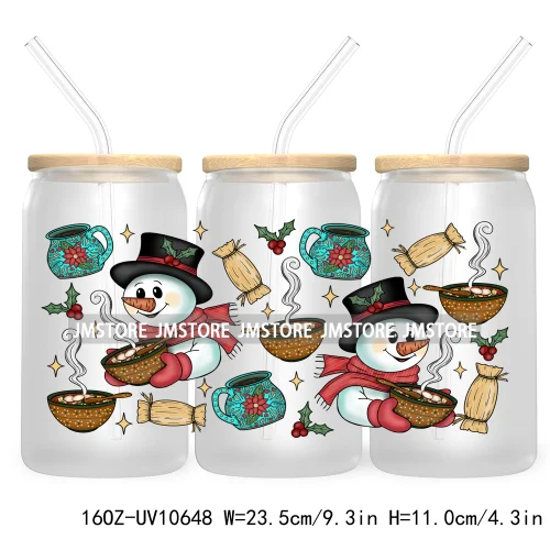 Spanish Latina Mexixan Culture Christmas Pan Dulce UV DTF Cup Wraps Transfer Sticker For 16OZ Libbey Glass Can Gingerbread Santa