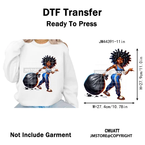 Angry Office African Girl Sassy Moods Housework Mom Iron on Washable DTF Heat Transfer Stickers Ready to Press for T-shirts Bags