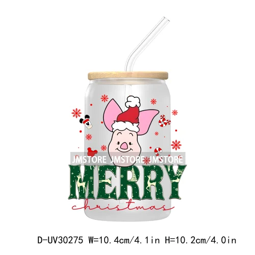 Merry Christmas Cartoon Mouse And Friends UV DTF Transfer Stickers Decals For Libbey Cold Cups Mugs Tumbler Xmas Bear Candy Cane