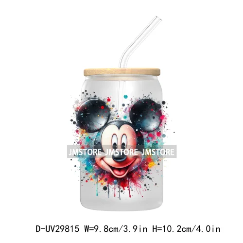 New Trendy Cartoon Mouse Couple Watercolor UV DTF Transfer Sticker Decals For Libbey Cold Cups Mugs Tumbler Animal Kingdom Vibes