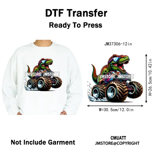 12in Monster Trucks Are My Jam Urban Graffiti Racing Rules Iron on Washable DTF Transfers Stickers Ready to Press for Clothing