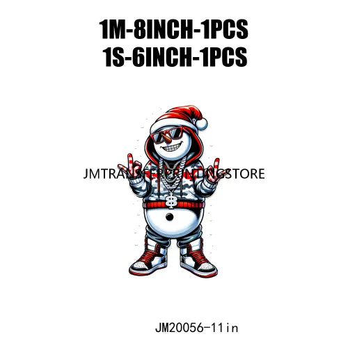 Cool Streetwear Winter Bear Crew Christmas Santa Snowman Reindeer Gingerbread DTF Transfers Stickers Ready To Press For T-Shirts