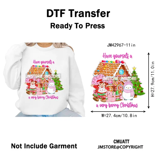 Cartoon Holiday Mouse Gingerbread Baking Christmas Tis The Season Iron on DTF Heat Transfers Stickers Ready to Press for Clothes