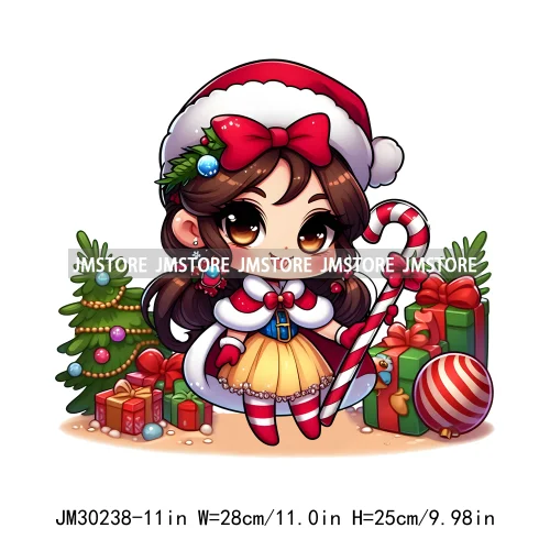 Cute Princess Red Ugly Sweater Cartoon Girls Friends Merry Christmas Iron On DTF Transfers Stickers Ready To Press For Clothing