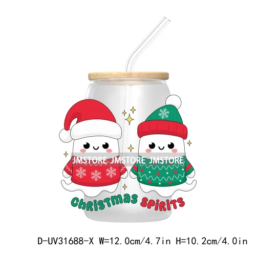 Hot Cocoa Season Western Howdy Ghost Christmas Custom UV DTF Sticker Decals For Libbey Cold Cups Mugs Tumbler Transfer Stickers