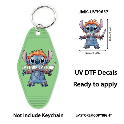 Horror Cartoon Halloween Pumpkin UV DTF Motel Keychain Decals Ready To Ship Durable Transfer Stickers Prints For Hotel Keychain