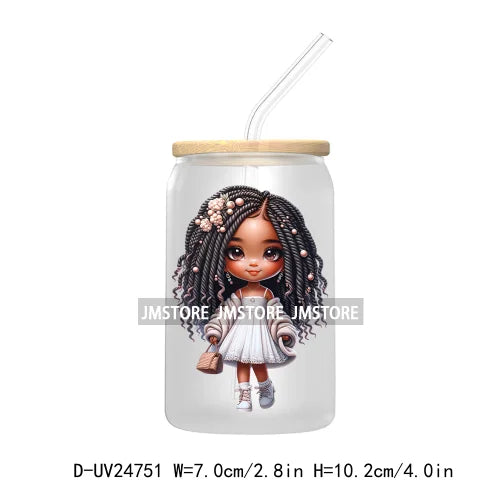 Cute Little Black Boy Girl UV DTF Transfer Stickers Decals For Libbey Cold Cups Mugs Tumbler Waterproof DIY Craft Cool Afro Kids