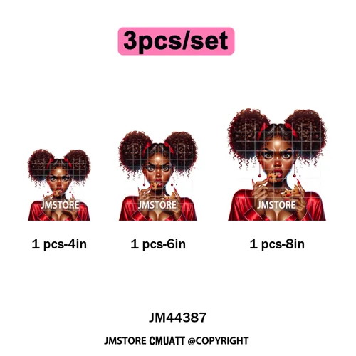 Sassy Afro Women Quirky Girls Santa Christmas Attitude Iron on Washable DTF Heat Transfers Stickers Ready to Press for Textiles