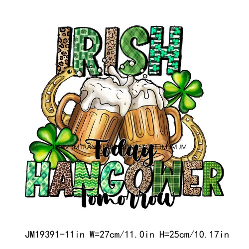 Cheers Lucky Beer Crush Shamrocks Dog Mom Dental Squad Howdy Lucky Irish Day St Patrick's DTF Transfer Stickers Decals For Shirt