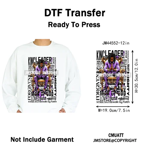 Bible Inspirational Quotes Black Prayer Men of God Religious Iron on Washable DTF Transfers Stickers Ready to Press for Textiles